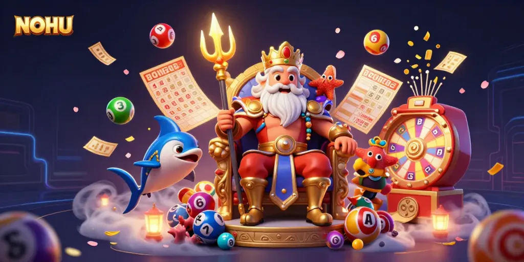 Experience thrilling jackpots with NOHU as colorful lottery elements and a majestic sea king captivate players.