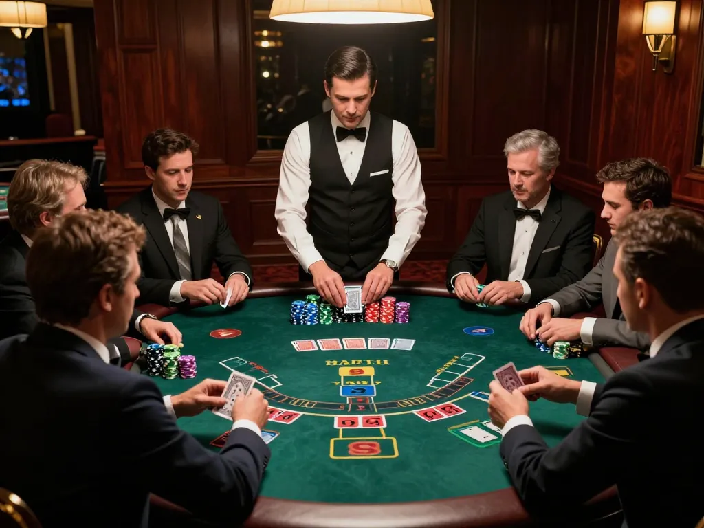 Sunwin blackjack table with players in action, colorful chips creating a vibrant casino atmosphere
