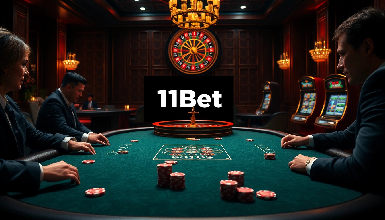 Experience thrilling gaming at 11Bet with luxurious casino tables and high-stakes excitement.