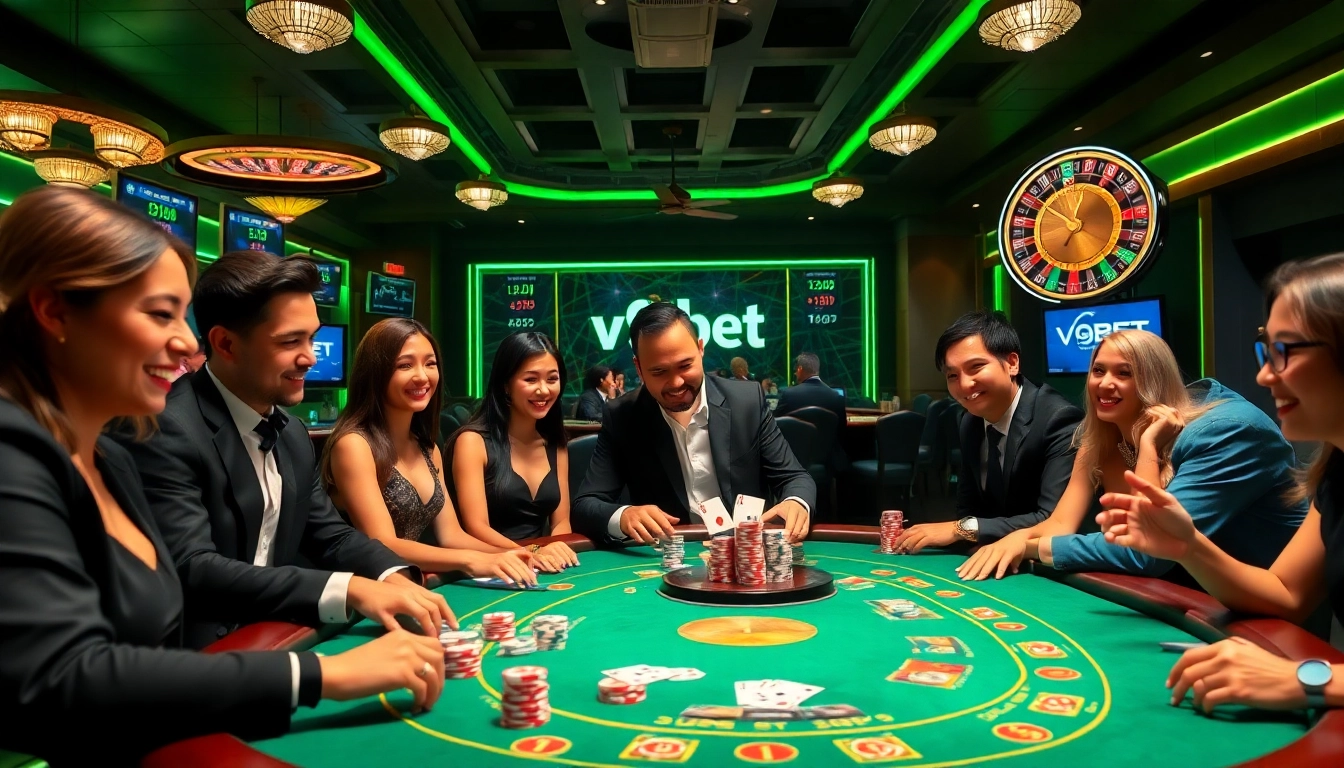Experience the excitement of gaming at v9bet with players enjoying thrilling poker and blackjack.