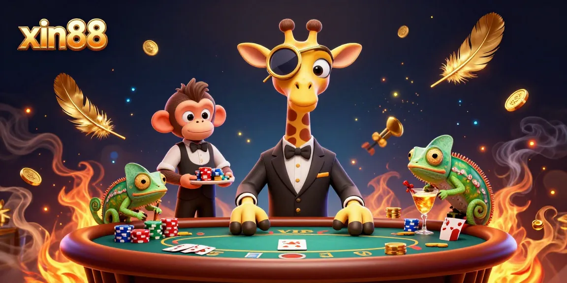 Experience excitement at xin88 with animated characters in an opulent casino setting.