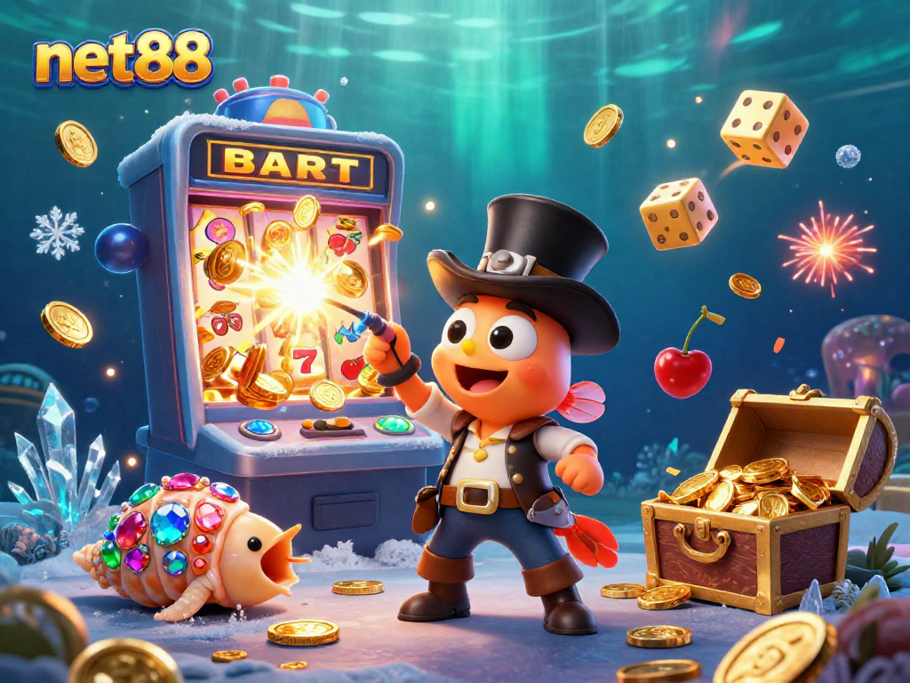 Experience the thrill of net88 with a vibrant 3D underwater casino adventure featuring iconic symbols.