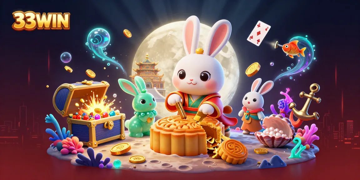 Experience 33WIN excitement with captivating lunar themed casino game imagery.