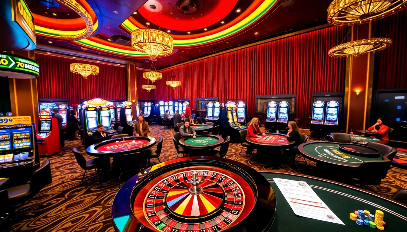 Engaging casino scene with lively games showcasing 789p betting slips and vibrant roulette tables.