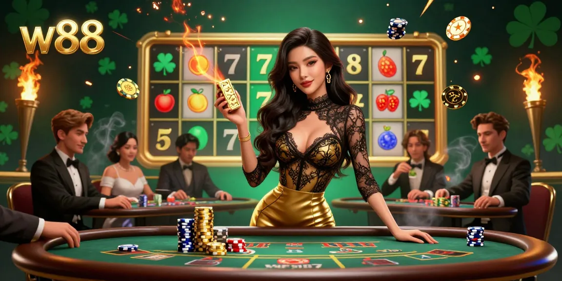 Experience the thrill of w88 with a glamorous scene of Baccarat and dynamic slot elements.