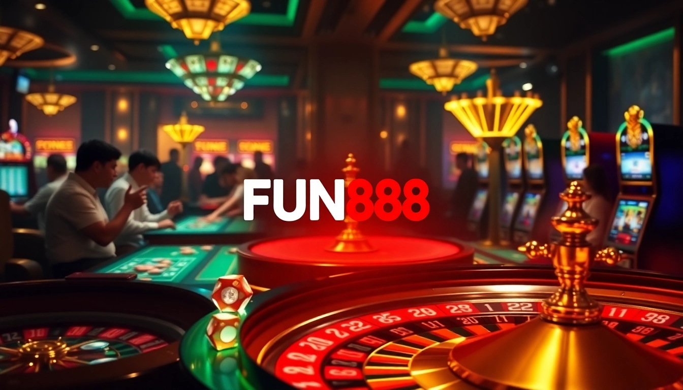 Experience the thrilling world of FUN88 casino gaming with vibrant tables and engaging players.