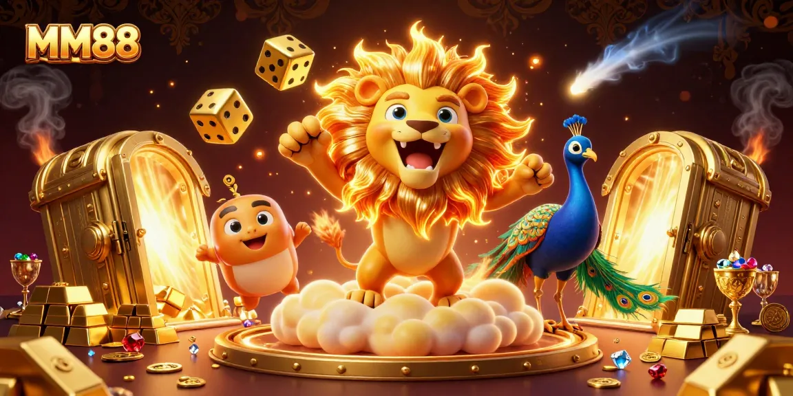 Experience thrilling MM88 casino adventures with vibrant 3D characters and golden treasures.