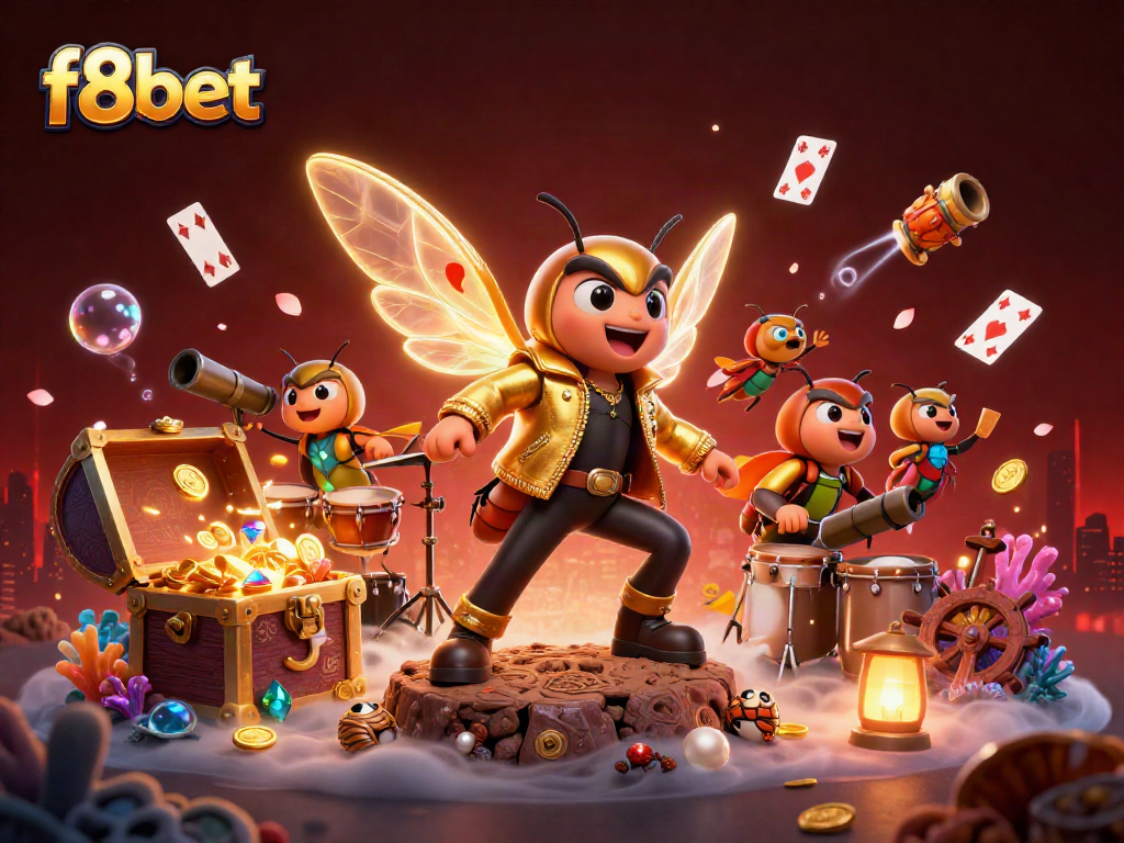 Join the fun and excitement with f8bet's vibrant casino scene featuring animated characters!