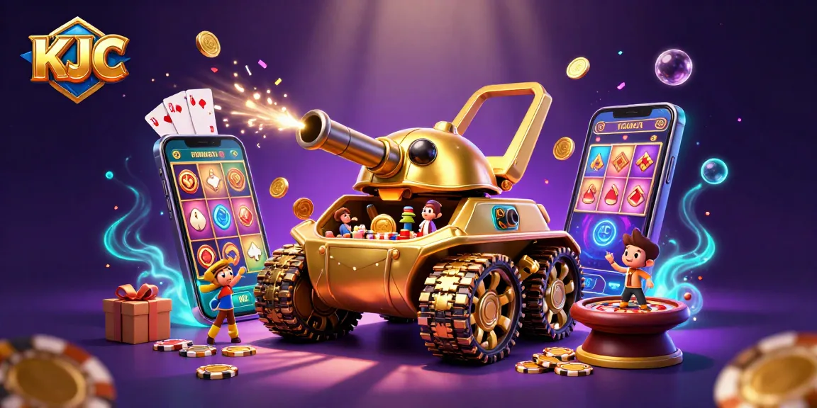 Experience the thrill of KJC with a golden beetle tank mini casino shooting coins and confetti.