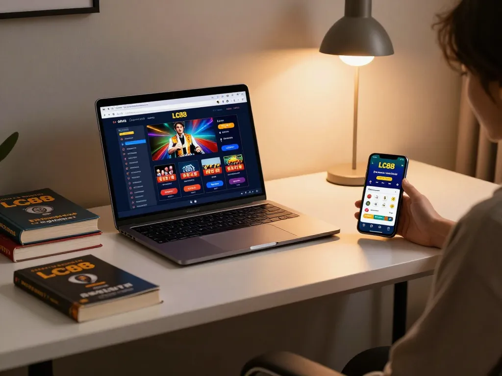 Engaging online casino session with LC88 app displayed, showcasing a strategic gaming environment.