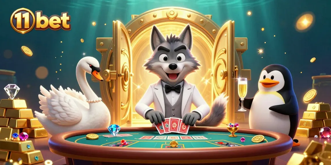 Experience thrilling gameplay with 11 bet in this dynamic casino illustration featuring elegant characters.