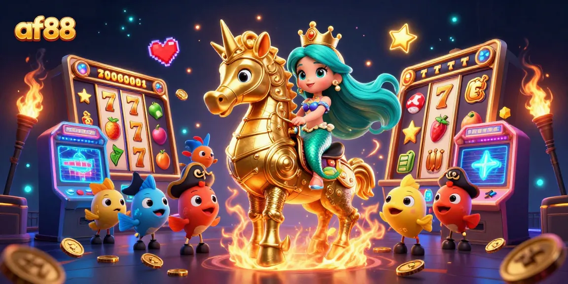 Experience the excitement of af88 with vibrant slot elements and a captivating 3D mermaid scene.