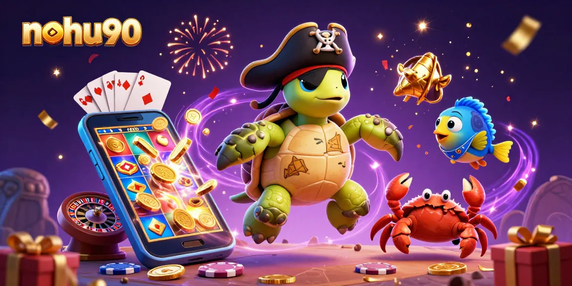 Win big with nohu90's exciting online slots and colorful gaming experience in a vibrant illustration.