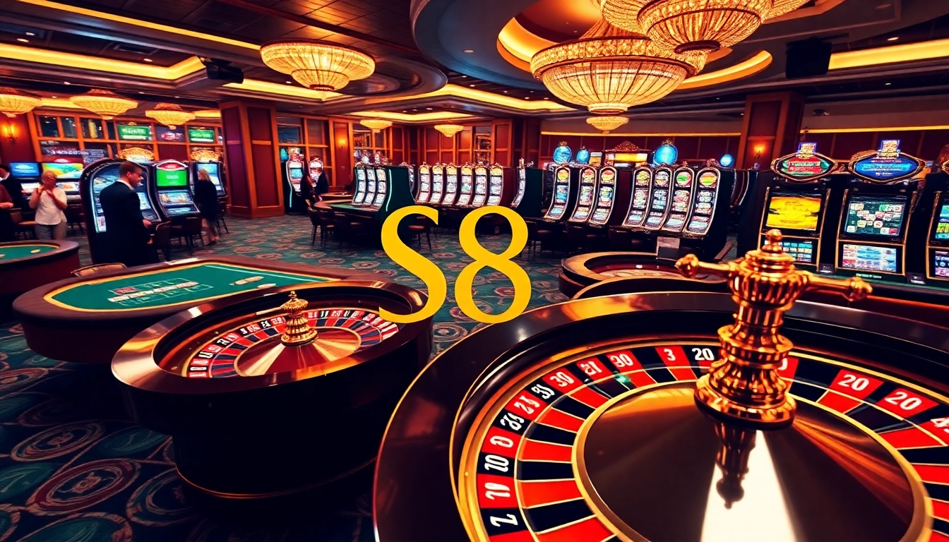 Engage with exciting S8 casino gameplay at vibrant tables and slot machines.