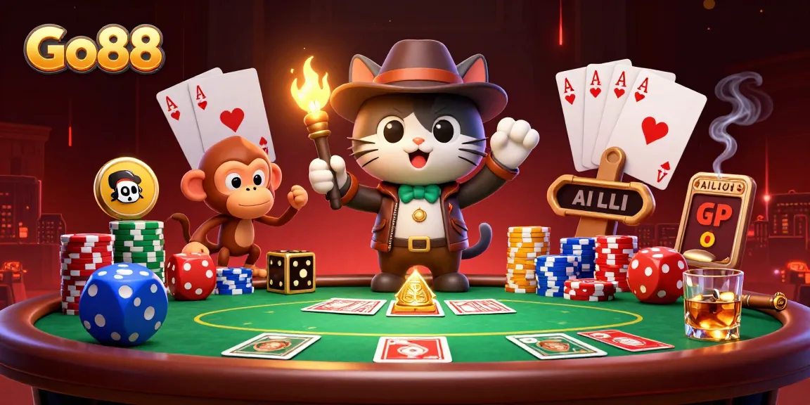 Go88 players engage in thrilling casino adventures amidst ancient treasures and vibrant game elements.
