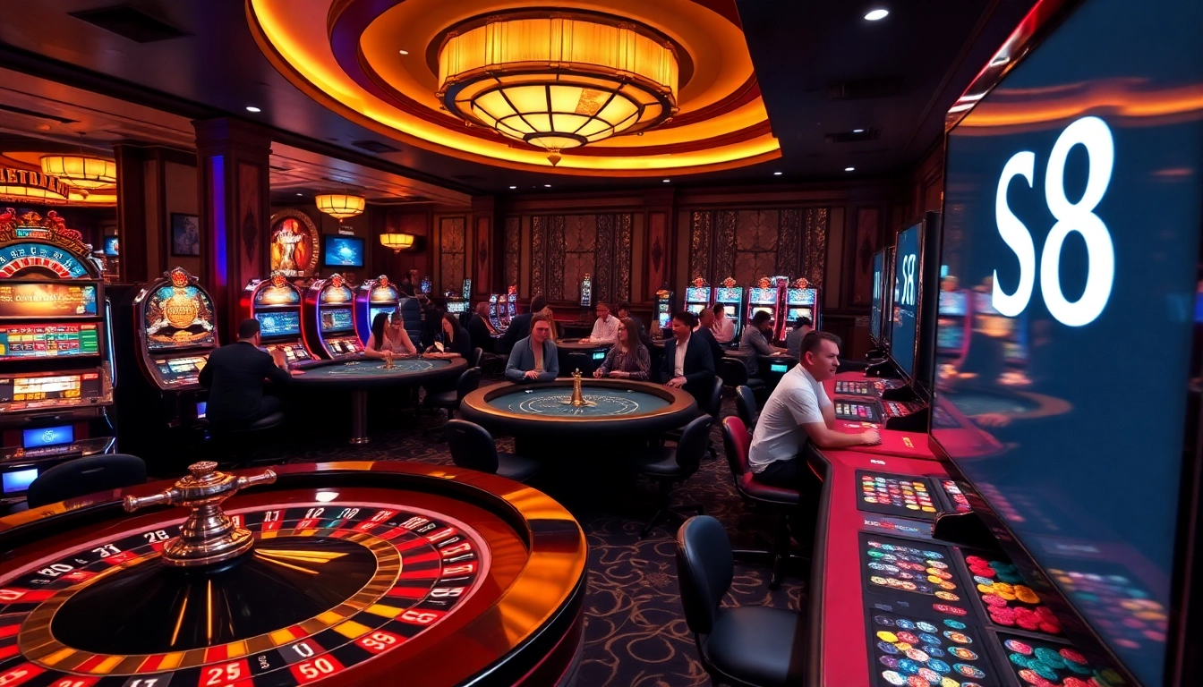 Players enjoying the exciting gaming experience at S8 casino, focusing on roulette and poker.