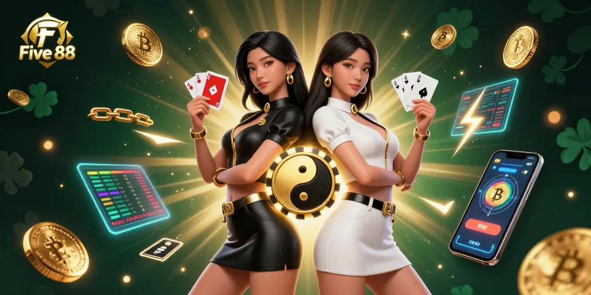 Experience the thrill of Five 88 with energetic playing cards and dynamic crypto elements.