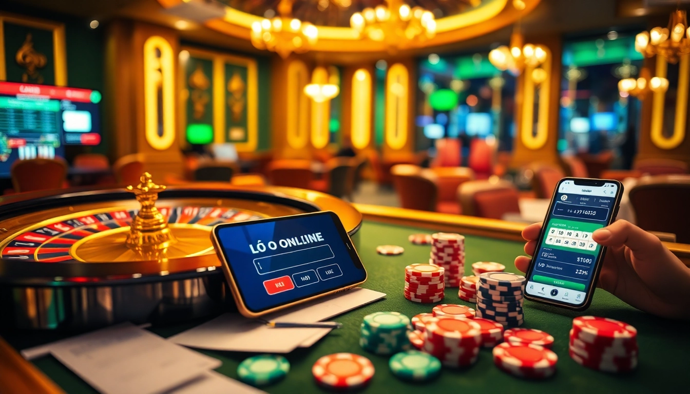 Lô đề online betting displayed on a high-tech virtual roulette wheel amidst vibrant casino elements.