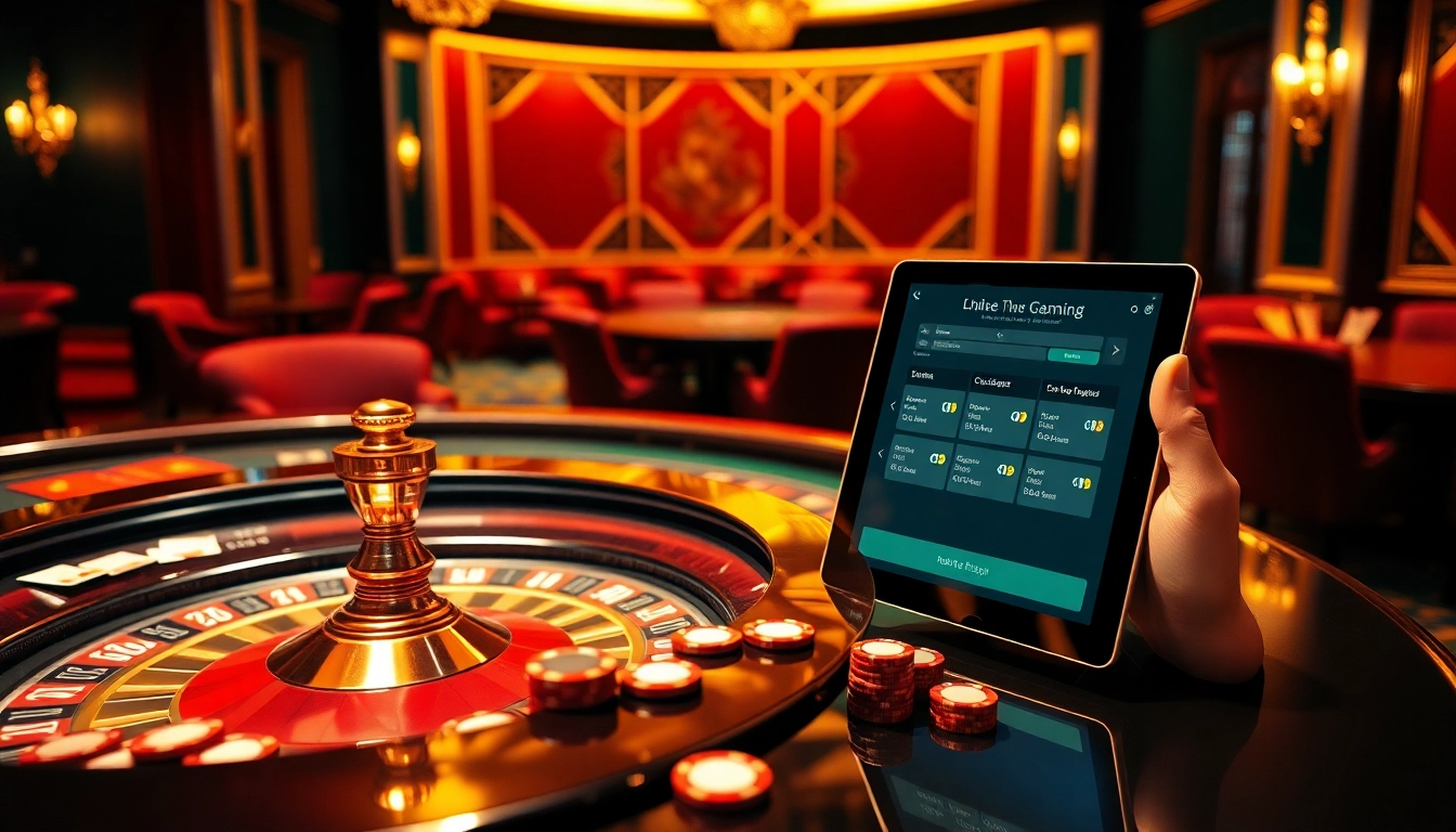 Experience adrenaline-fueled gaming at https://x88f.design/ with a lavish casino table scene featuring roulette and poker.