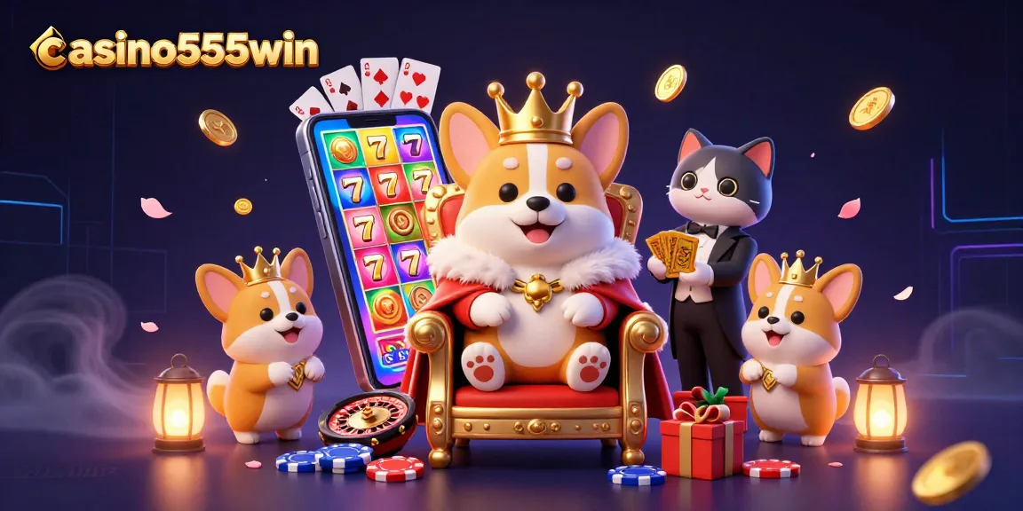 Experience the excitement of casino555win with vibrant 3D characters and glowing slot games.