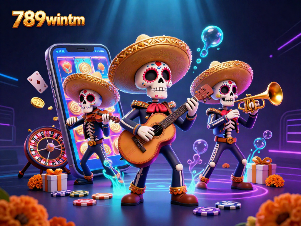 Immerse in the vibrant experience of 789wintm featuring a colorful mariachi band amidst exciting casino games.