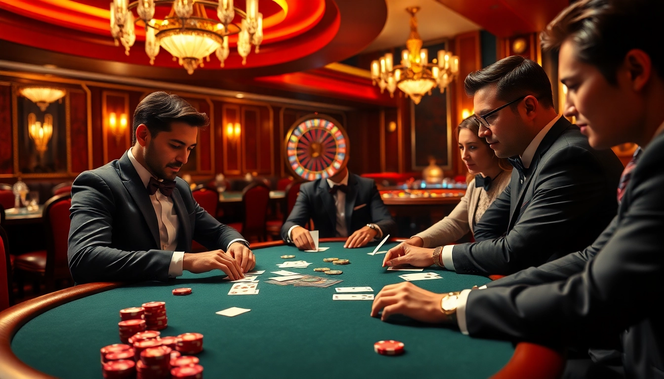 High-stakes poker game at https://888neww8.com/, featuring luxury decor and professional players.