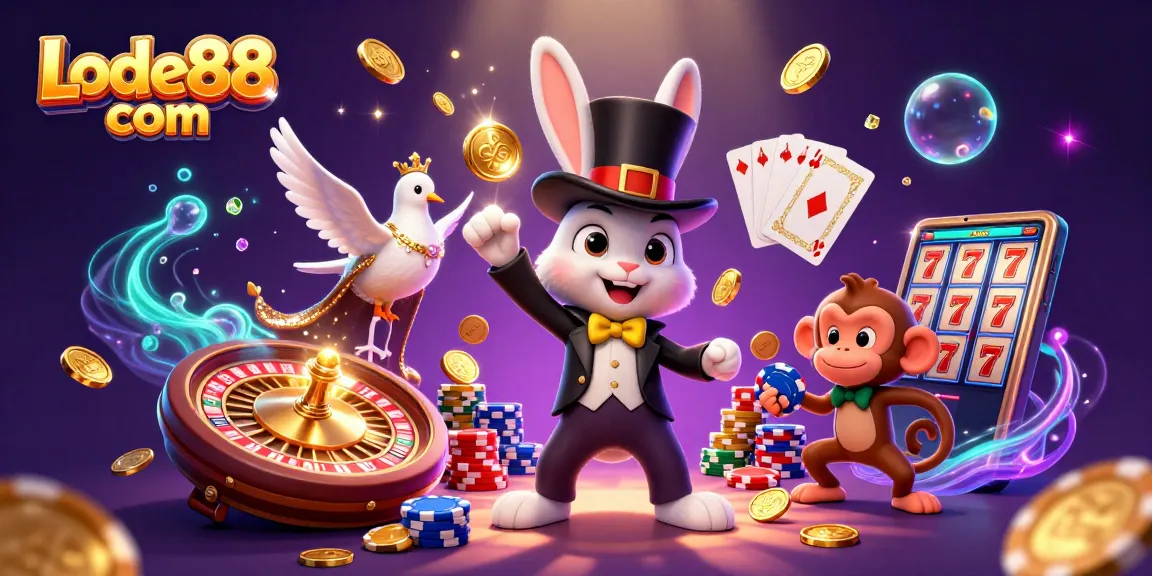 Experience thrilling wins with Lode88 com in this vibrant, dynamic 3D casino illustration