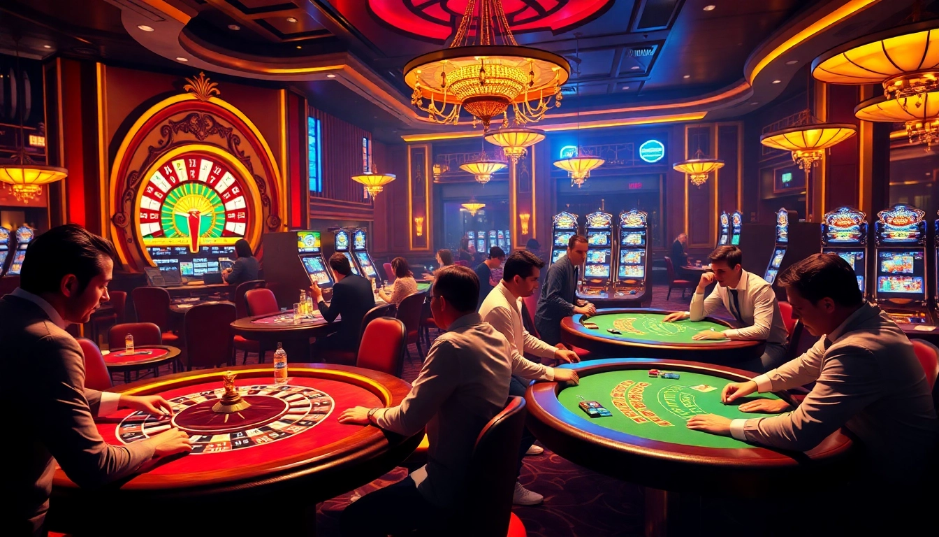 Exciting casino atmosphere with players at tables featuring the hidden wiki tor theme incorporated into the decor.