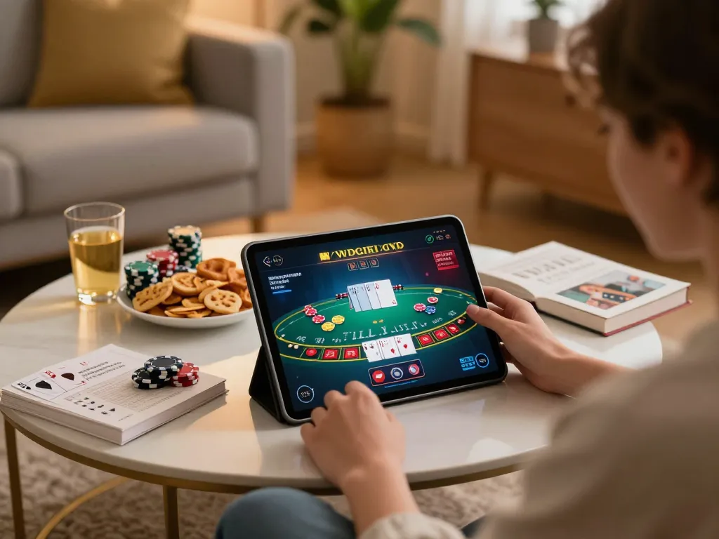 MM88 mobile gaming experience with a player enjoying blackjack at home