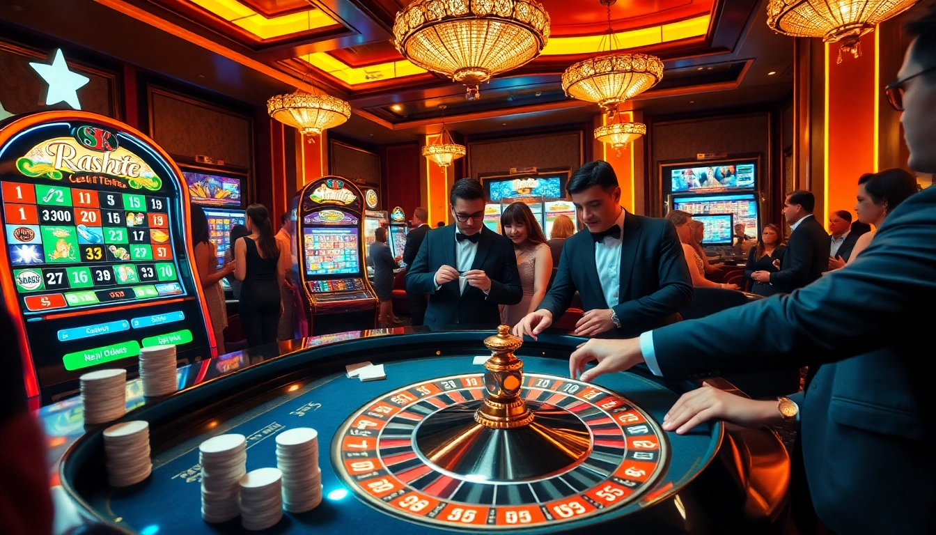 Players strategizing at a vibrant casino table featuring S8 themes and high stakes gameplay.