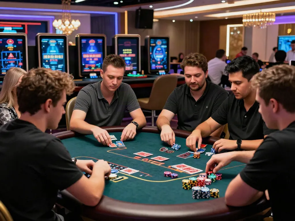 Players enjoying games in a casino not on GamStop, showcasing excitement and luxury.