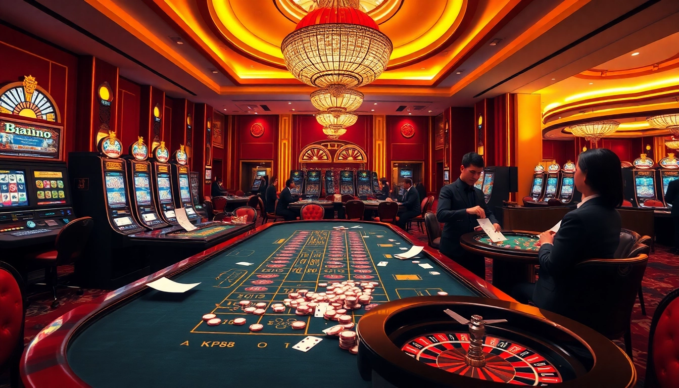 Players strategizing with chips at KP88 casino table, enjoying a professional gaming experience.