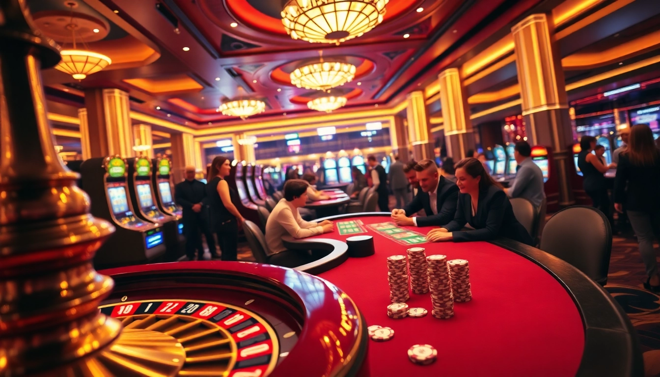 Experience the excitement of GG88 at a luxury casino with vibrant games and poker tables.