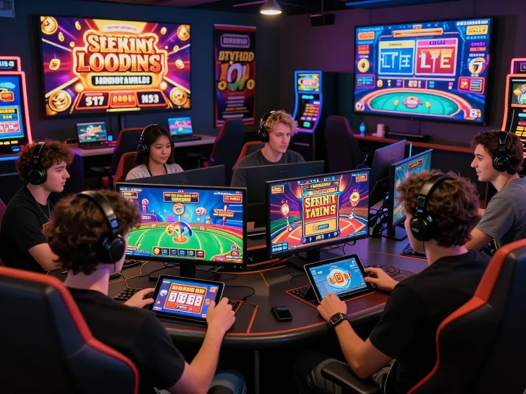 Online gaming players enjoying diverse games on 789P platform in a vibrant virtual lounge.