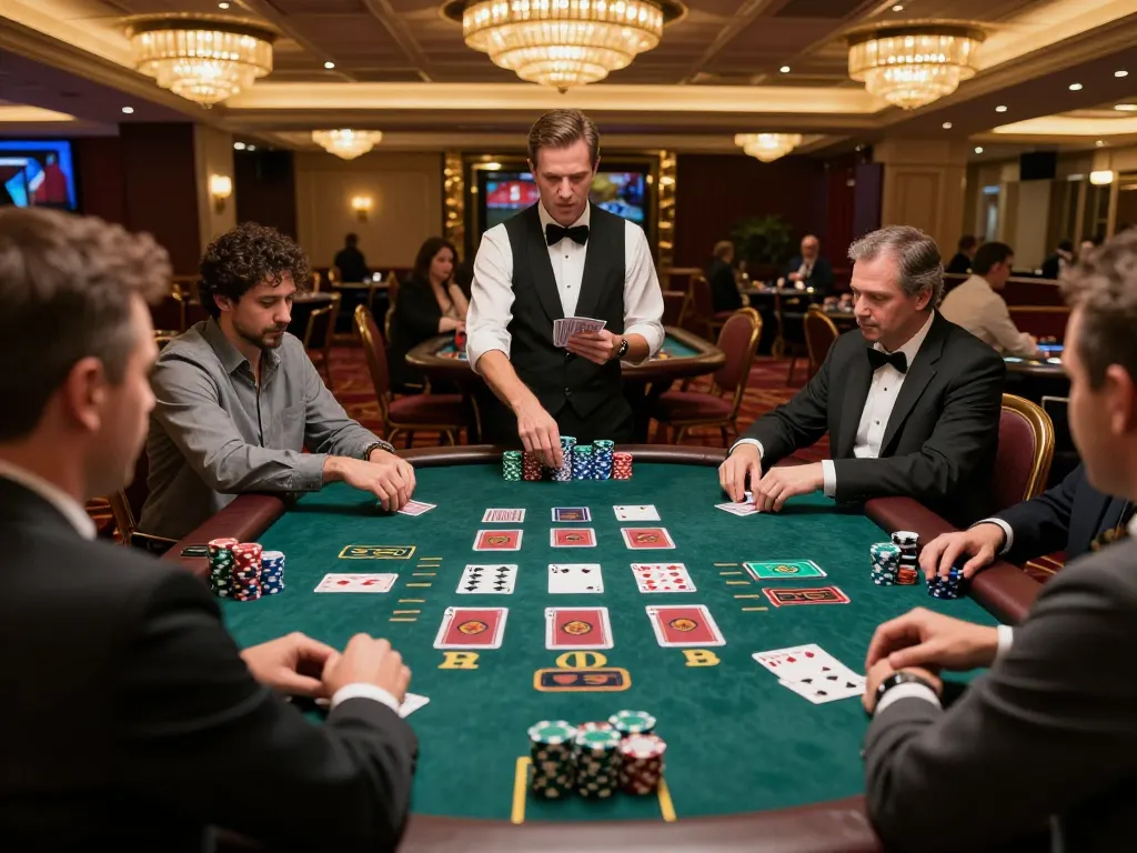 Players placing bets and strategizing in a thrilling blackjack game at an upscale casino showcasing hm88