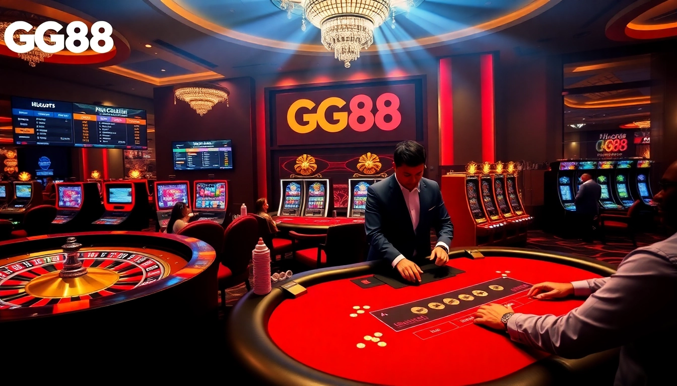 Experience thrilling gameplay at GG88, featuring exciting tables, chips, and virtual interfaces.
