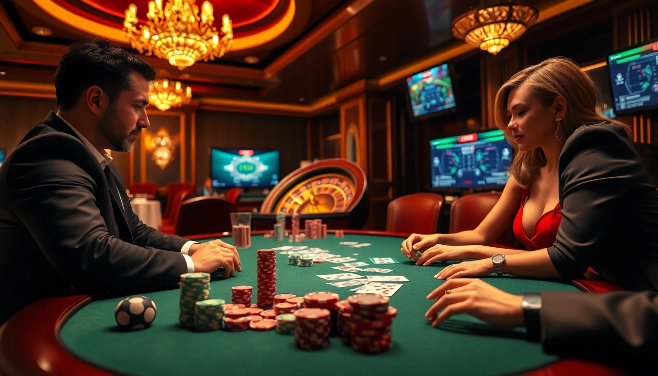 Exciting casino action at a poker table highlighting betting strategies on https://f168.direct/.