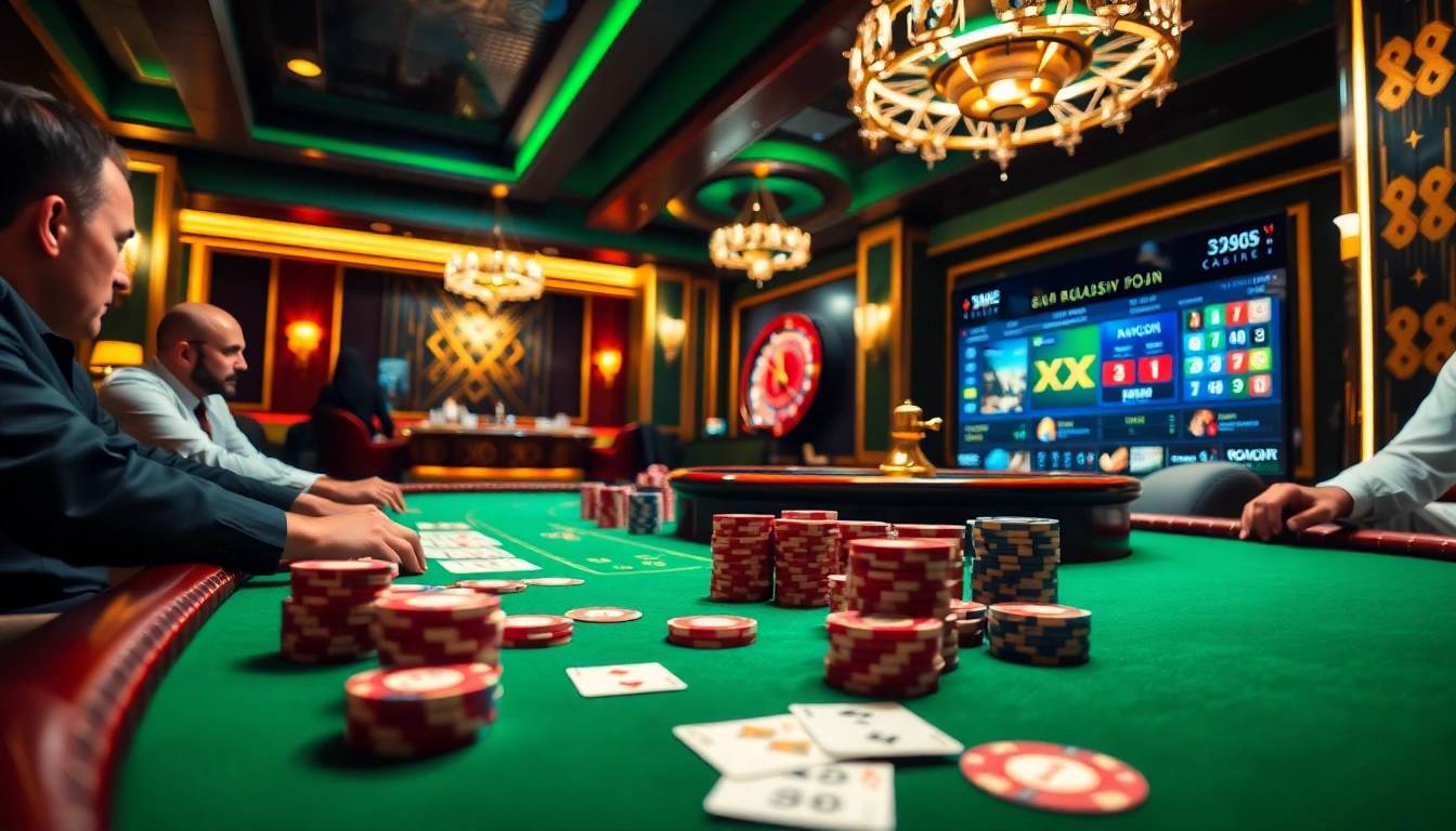 Experience the thrill of winning at XX 88 poker tables with vibrant chips and cards.