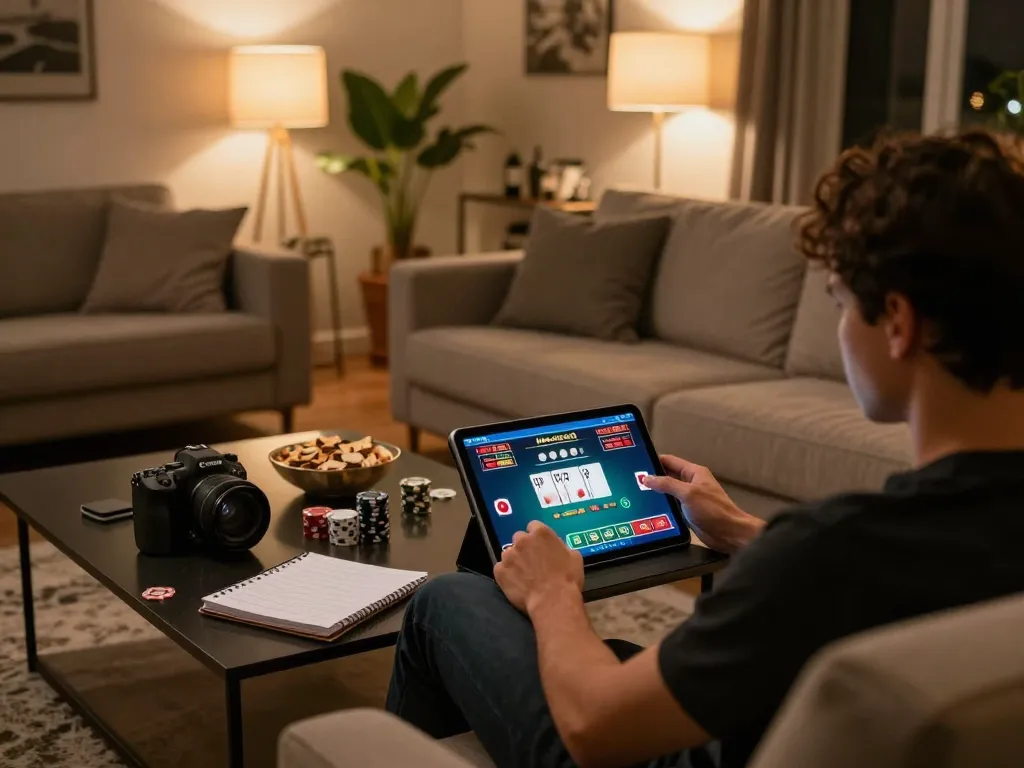 Engaging in online gambling at LV88 with strategic betting and a cozy home atmosphere