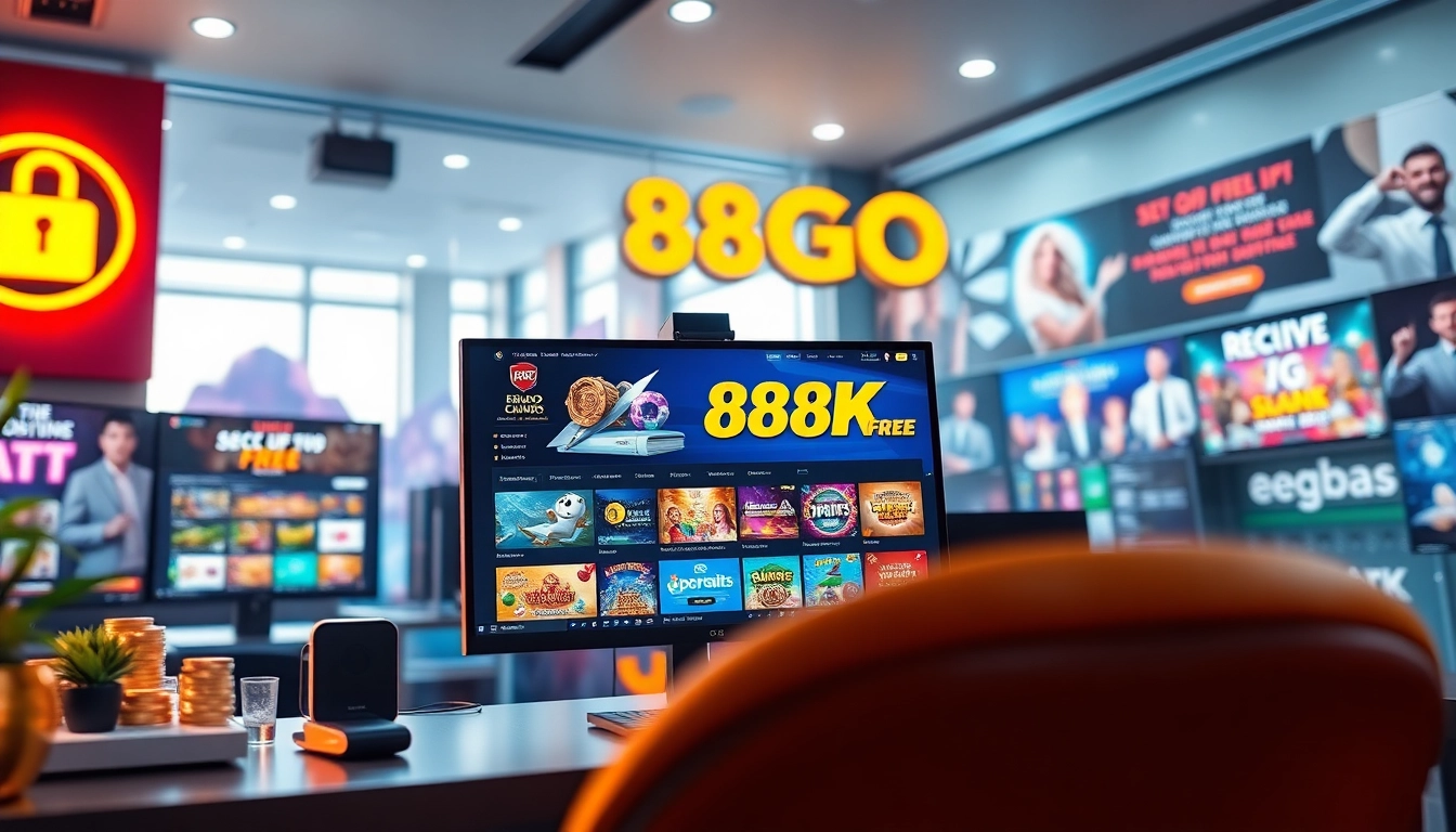 88GO online gaming platform showcasing vibrant games and promotions in a modern setup.