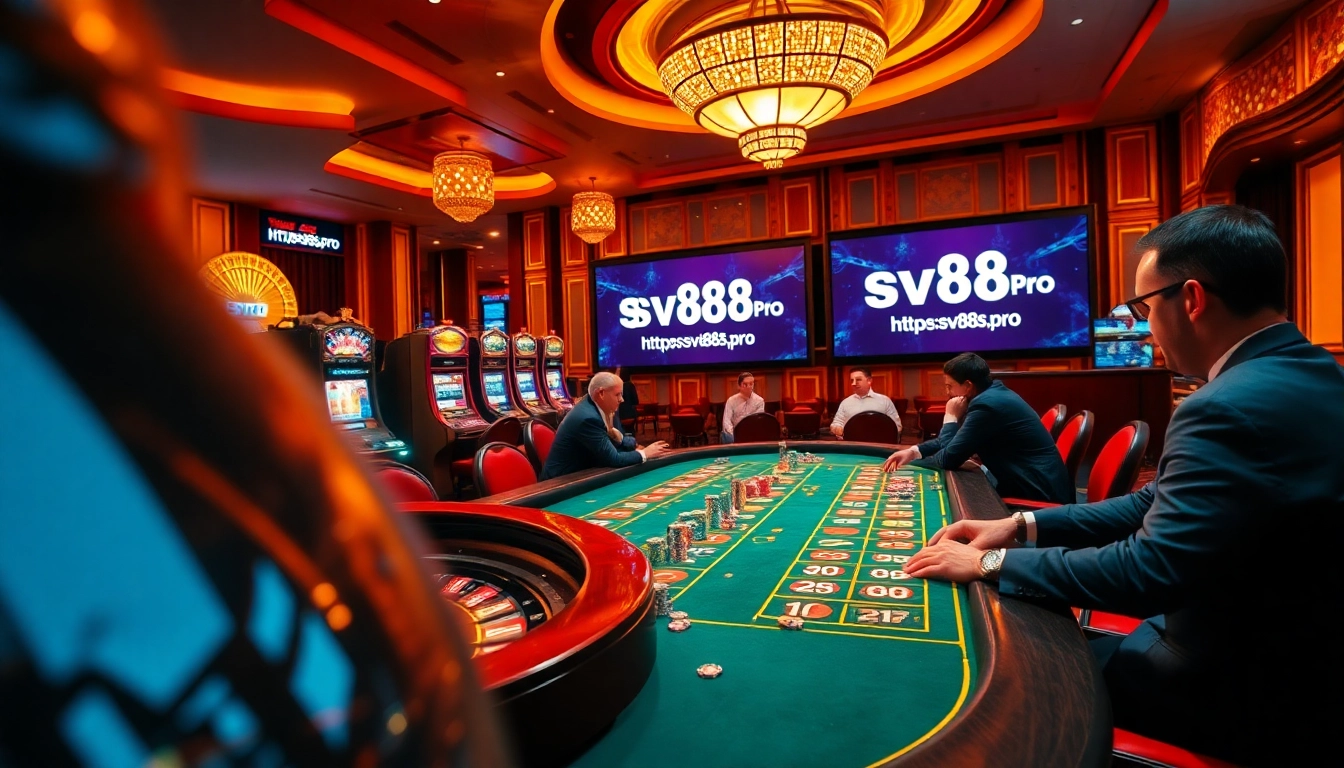 Experience the excitement of online gambling at https://sv88s.pro with luxurious casino tables and vibrant gameplay.
