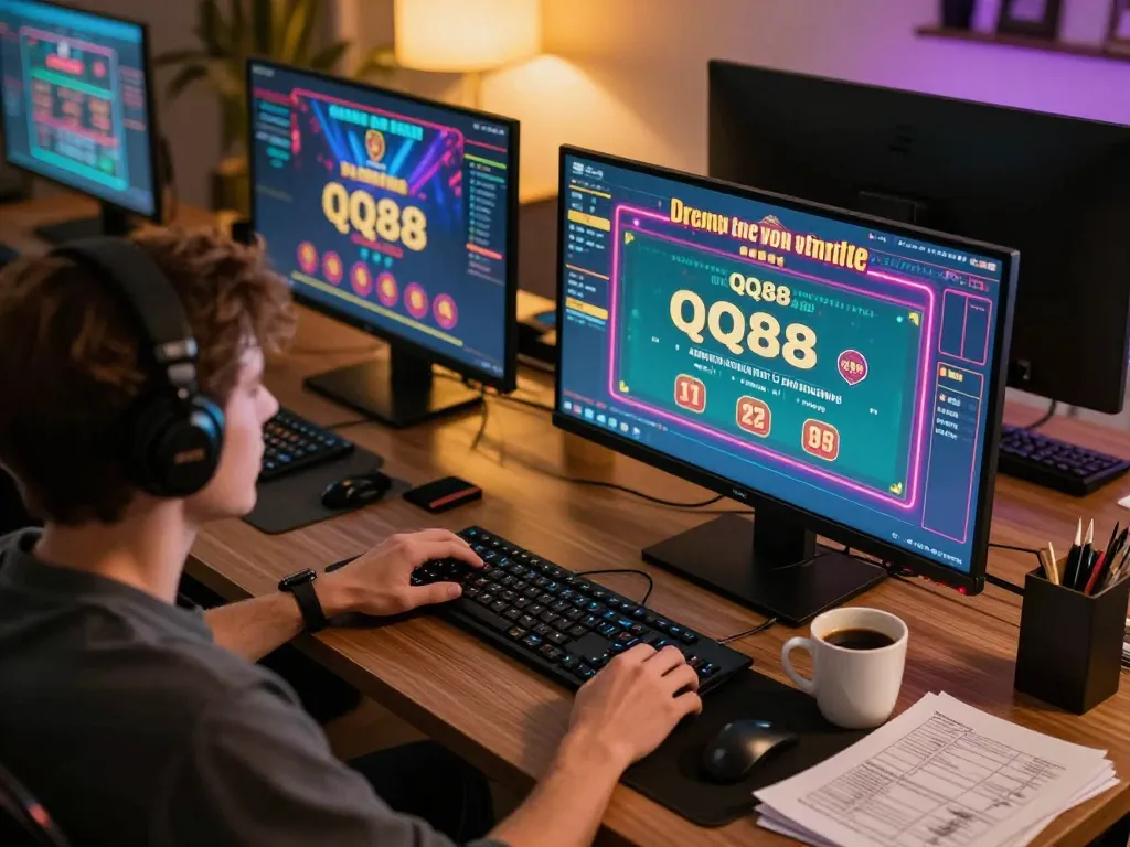 Engage with QQ88's exciting online casino games while enjoying a cozy home setup.
