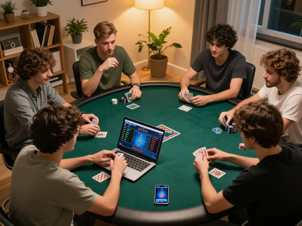 Pemain terlibat dalam permainan poker online yang mendebarkan di halo777, menunjukkan strategi dan kebersamaan dalam suasana rumah yang nyaman.