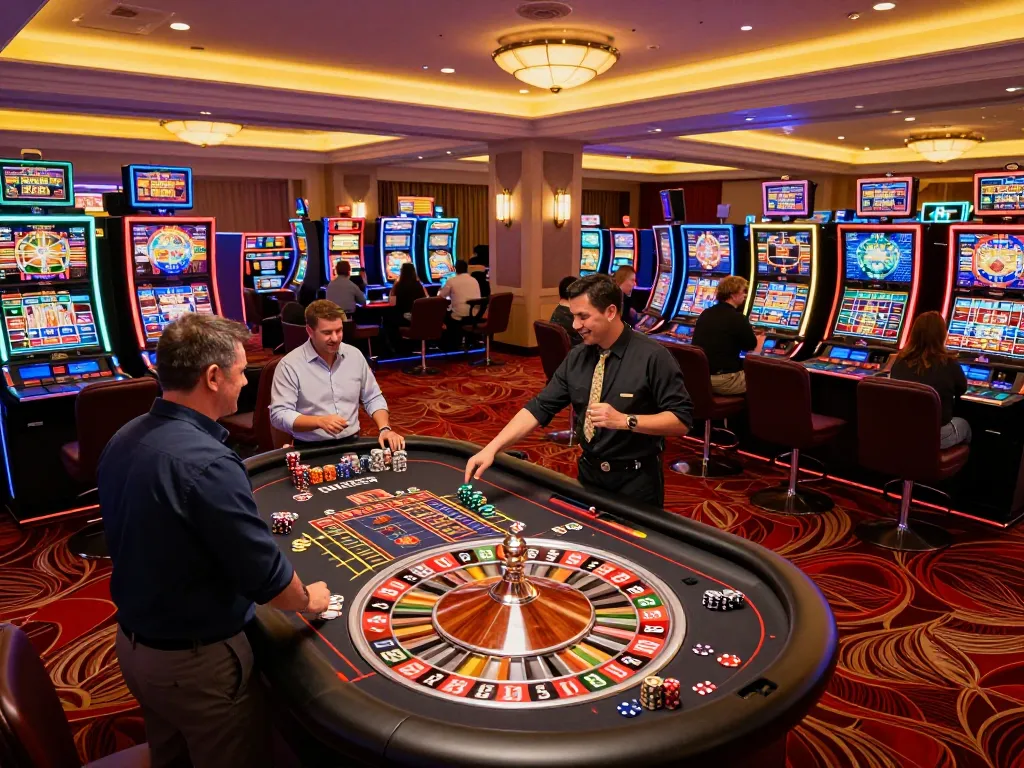 Players enjoying dynamic roulette gameplay at 13Win's vibrant casino floor.