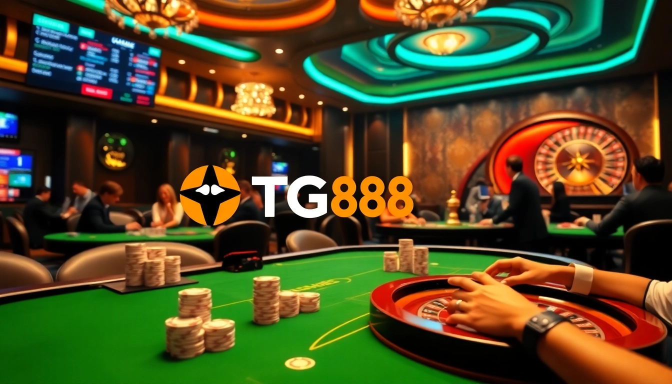 Experience the excitement of online gambling with TG88, showcasing vibrant casino games and betting.