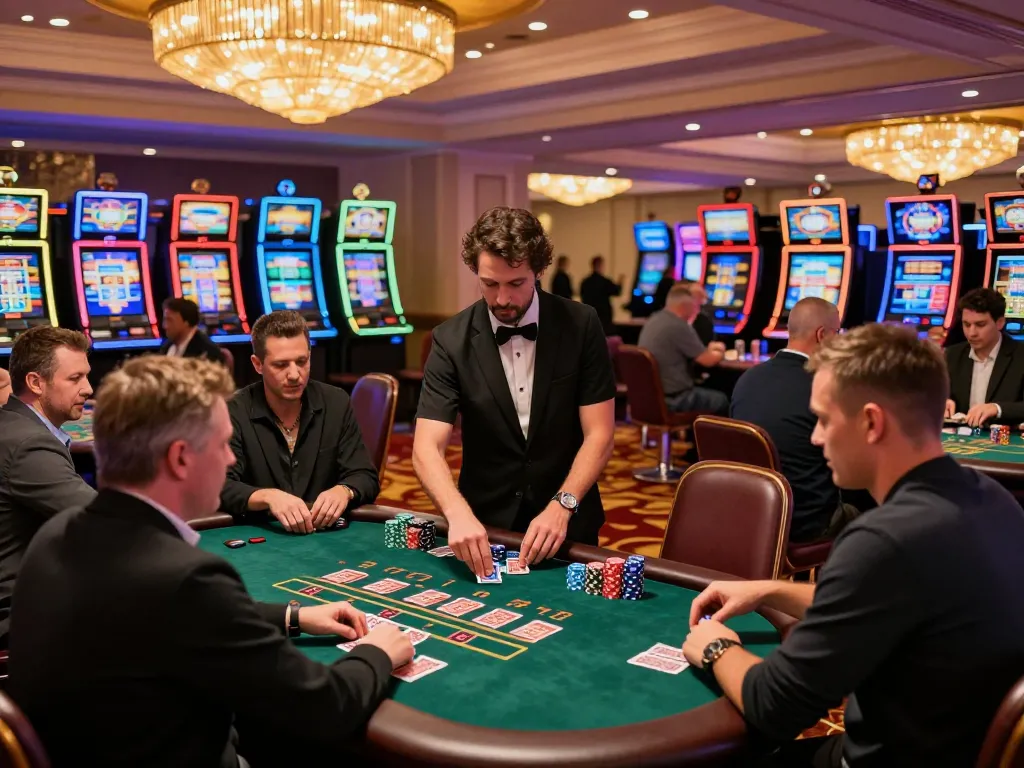 Players enjoying blackjack at HITCLUB casino with vibrant lighting and engaging atmosphere