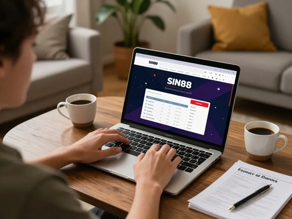 SIN88 online gaming setup showcases a player engaged in responsible gambling at home.