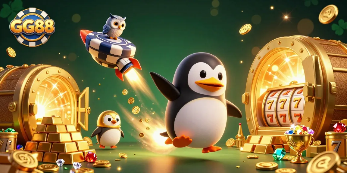 Win dynamic jackpots with GG88's thrilling golden penguin journey through a cosmic casino adventure.