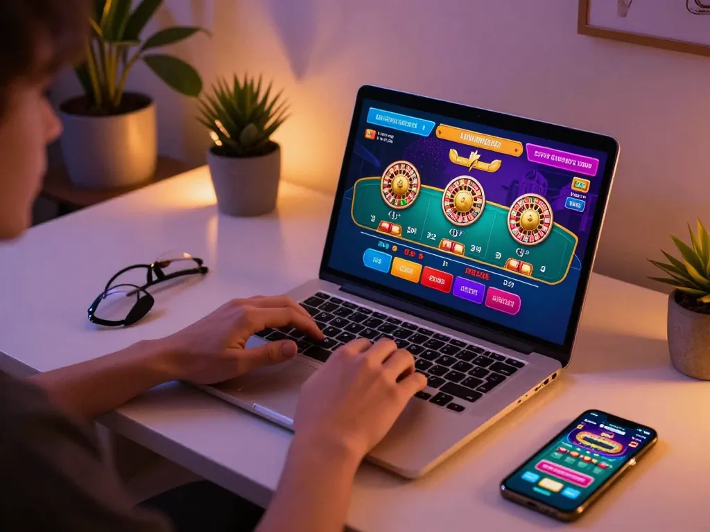 Engaging online gaming experience at 23win with live dealer games on laptop.