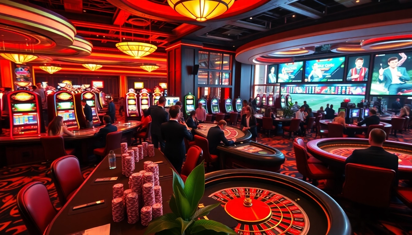 Nohu-themed casino scene with vibrant gaming tables and gamblers enjoying poker and roulette.